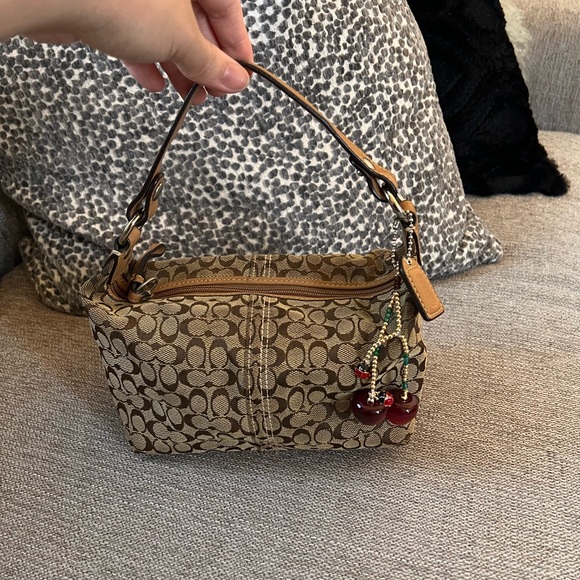 Coach Handbags - Coach Vintage Mini Signature Monogram Brown Tan Bag